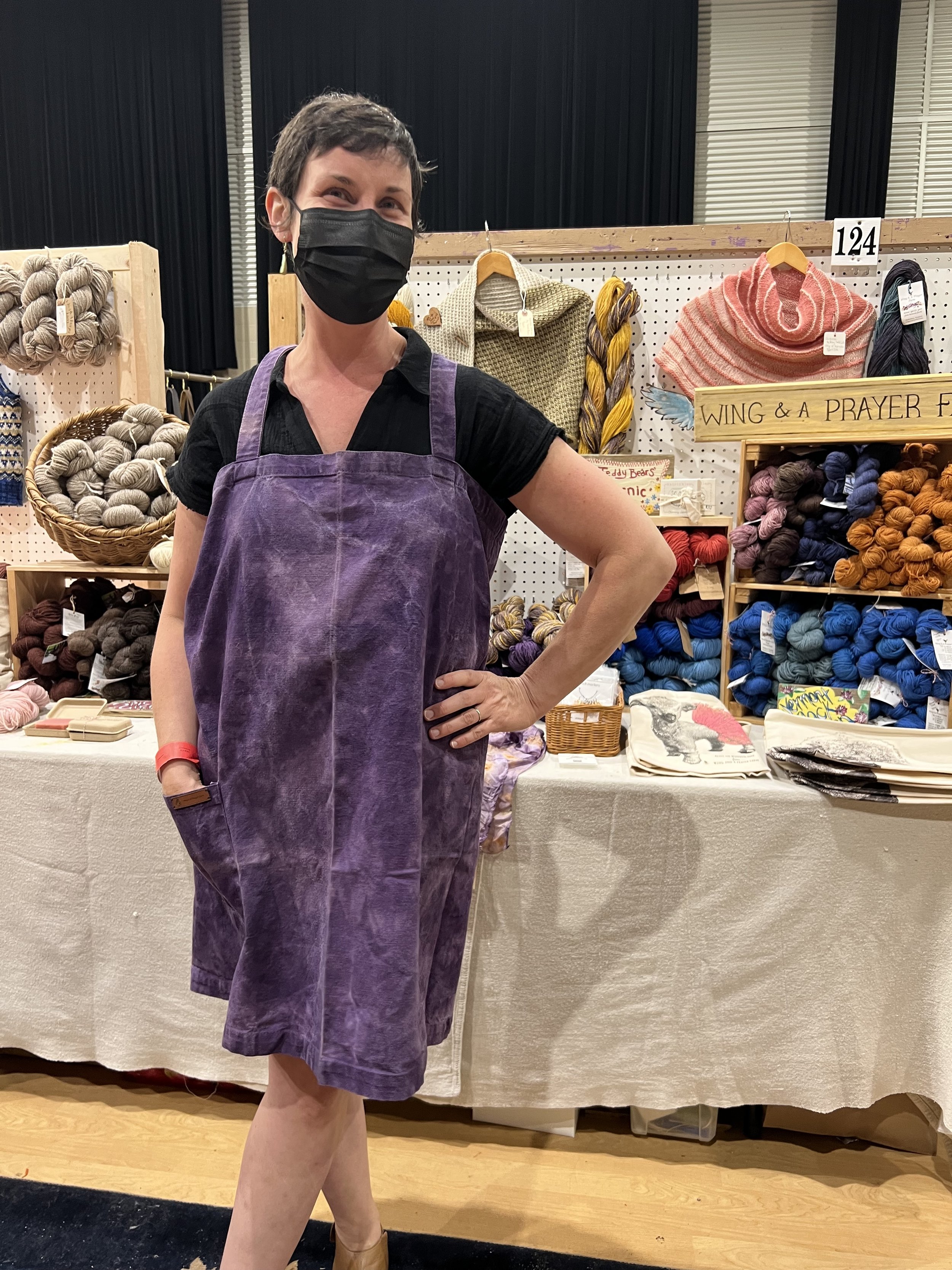 Naturally Dyed Japanese Cross Back Canvas Apron — Wing & A Prayer Farm